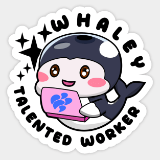 Whaley Talented Worker Funny Animal Orca Black Sticker